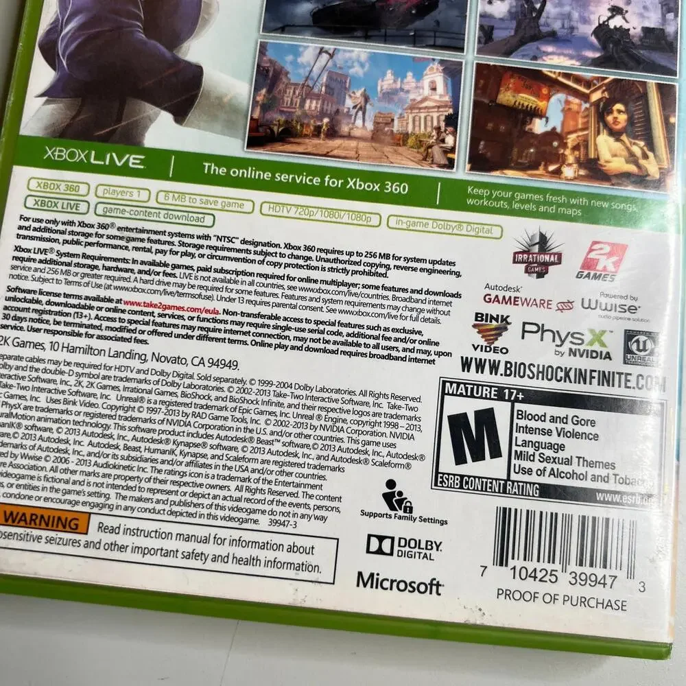 BioShock Infinite‎ (Microsoft Xbox 360, 2013) Complete CIB Tested 2K Games